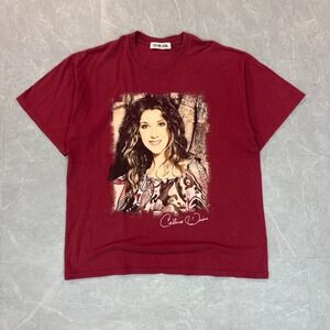 Celine Dion Graphic Portrait T-Shirt Mens XL Burgundy Maroon Music Tour Tee